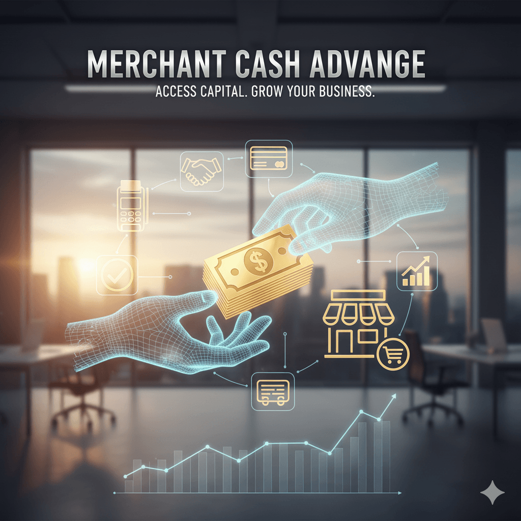 Business owner receiving fast working capital through a merchant cash advance, symbolizing flexible MCA funding and business growth.